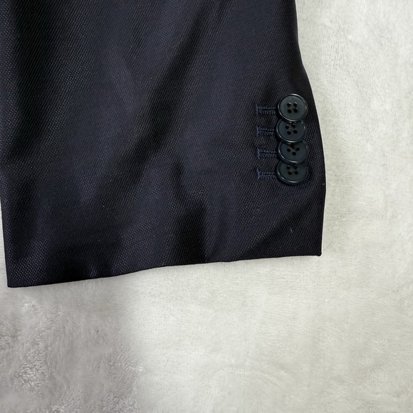 Banana Republic Blazer Mens 46R Reda Flexo Slim Fit Hopsack Navy Blue - Picture 3 of 15